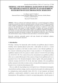 THERMAL AND NON-THERMAL RADIATION OF ROTATING POLARIZABLE PARTICLE MOVING IN AN EQUILIBRIUM BACKGROUND OF ELECTROMAGNETIC RADIATION