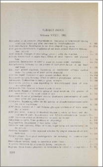 Subject Index, volume XXXIV, 1981