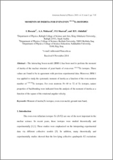 MOMENTS OF INERTIA FOR EVEN-EVEN 120-124Te ISOTOPES