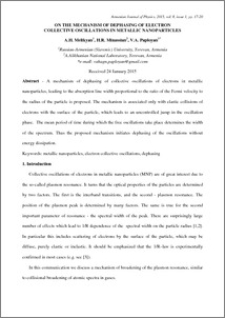 ON THE MECHANISM OF DEPHASING OF ELECTRON COLLECTIVE OSCILLATIONS IN METALLIC NANOPARTICLES