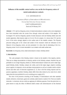 Influence of the metallic contact surface area on the low frequency noises of metal-semiconductor contacts