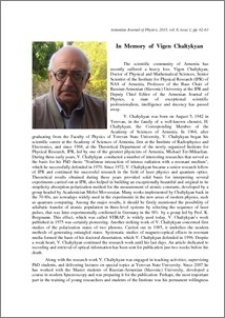 In Memory of Vigen Chaltykyan