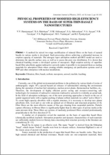 PHYSICAL PROPERTIES OF MODIFIED HIGH-EFFICIENCY SYSTEMS ON THE BASIS OF SUPER-THIN BASALT NANOSTRUCTURES
