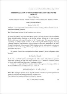 A REPRESENTATION OF THE SOLUTION OF GREEN’S BOUNDARY PROBLEM