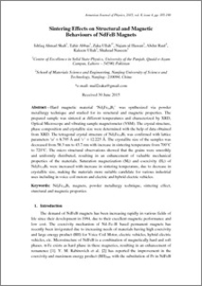 Sintering Effects on Structural and Magnetic Behaviours of NdFeB Magnets