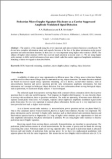 Pedestrian Micro-Doppler Signature Disclosure as a Carrier Suppressed Amplitude Modulated Signal Detection