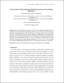 Characteristics of Electrodeposited ZnO Nanostructures: Size and Shape Dependence