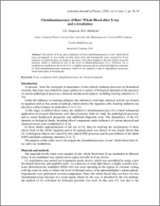 Chemiluminescence of Rats’ Whole Blood after X-ray and γ-irradiation