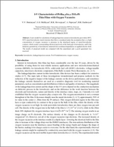 I-V Characteristics of Pt-Ba0.25Sr0.75 TiO3-Pt Thin Films with Oxygen Vacancies