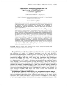 Application of Molecular Modelling and EPR Spectroscopy to Lipid Membranes – a Combined Approach