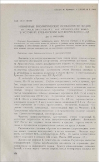 Некоторые биологические особенности видов Bentonica Orientalis L. и B. Grandiflora Willd в условиях Ереванского Ботанического сада