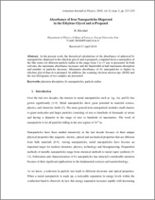 Absorbance of Iron Nanoparticles Dispersed in the Ethylene Glycol and n-Propanol
