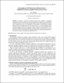 Investigation of the Detection of Infrared Laser Radiation in Monocrystalline Yttrium Iron Garnet