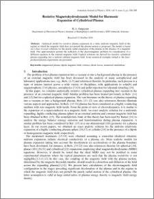 Resistive Magnetohydrodynamic Model for Harmonic Expansion of Cylindrical Plasma