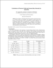 Calculations of Neutron Yield and Gamma Rays Intensity by GEANT4