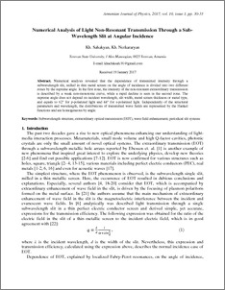 Numerical Analysis of Light Non-Resonant Transmission Through a Sub-Wavelength Slit at Angular Incidence