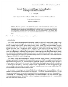 Casimir-Polder potential for parallel metallic plates in background of a conical defect