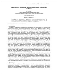 Experimental Techniques of Spectral Compression of Femtosecond Radiation
