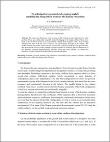 Two dissipative two-state level-crossing models conditionally integrable in terms of the Kummer functions