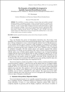 The Dynamics of Instability Development in Spatially Separated Beam-Plasma System