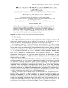 Efficient Ultrashort THz Pulse Generation in LiNbO3, ZnTe, GaSe and DAST Crystals