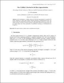 On a Validity Criterion for the Born Approximation
