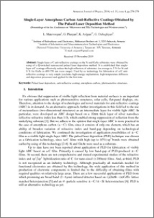Single-Layer Amorphous Carbon Anti-Reflective Coatings Obtained by The Pulsed Laser Deposition Method