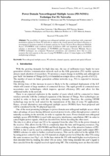 Power Domain Non-orthogonal Multiple Access (PD-NOMA) Technique For 5G Networks