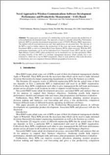 Novel Approach to Wireless Communications Software Development Performance and Productivity Measurement – SAFe Based