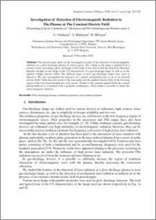 Investigation of Detection of Electromagnetic Radiation in The Plasma at The Constant Electric Field