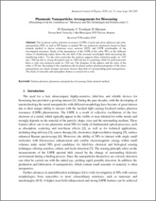 Plasmonic Nanoparticles Arrangements for Biosensing