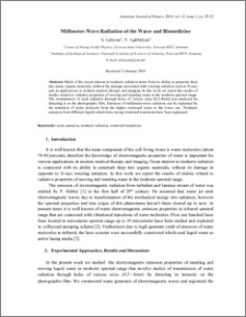 Millimeter-Wave Radiation of the Water and Biomedicine