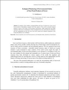 Ecological Monitoring of Environmental Safety of Non-Wood Products of Forest