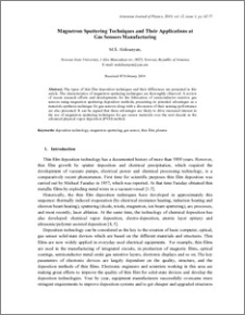 Magnetron Sputtering Techniques and Their Applications at Gas Sensors Manufacturing