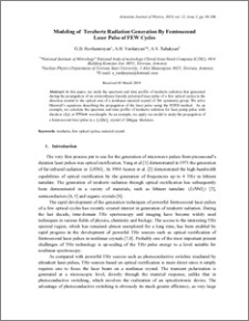 Modeling of Terahertz Radiation Generation By Femtosecond Laser Pulse of FEW Cycles