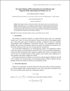 Invariant Solution of Dirac Equation in Crossed Electric and Magnetic Fields. Spin Integral of Motion. (H < E)