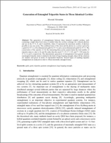 Generation of Entangled Tripartite States in Three Identical Cavities