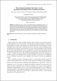 Thermodynamic Quantum Time-Space Crystal: Spontaneous Breaking of Time-Translation Invariance