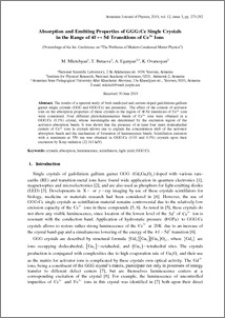 Absorption and Emitting Properties of GGG:Ce Single Crystals in the Range of 4f ↔ 5d Transitions of Ce3+ Ions