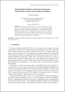 Quantum Rabi Oscillations in Coherent and Squeezed Coherent States Via One- and Two-Photon Transitions