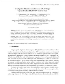 Investigation of Luminescence Processes in YAG Single Crystals Irradiated by 50 MEV Electron Beam