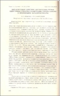 Биологическое действие акустических шумов идентичных уровней с различными спектральными и временными характеристиками