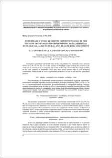 Potentially toxic elements content in soils in the vicinity of Shamlugh copper mining area (Armenia): ecological, agricultural and health risk assessmen