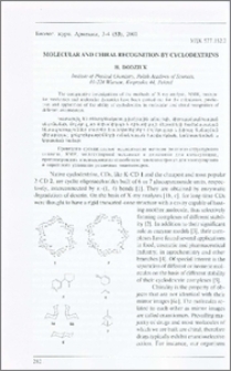 Molecular and chiral recognition by cyclodextrins