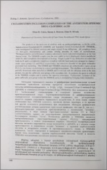 Cyclodextrin inclusion complexes of the antihyperlipidemic drug clofibric acid
