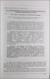 Cyclodextrins producting activity of different species of aerobic sporeforming bacteria