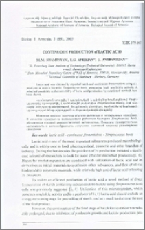 Continuous production of lactic acid