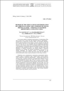 Method of the simultaneous determination of L-henylalanine and L-Tyrosine by means phenylalanine – ammonia-lyase from Rhodotorula aurantiaca KM-1