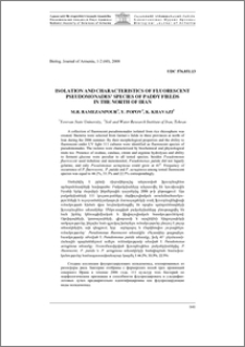 Isolation and characteristics of fluorescent pseudomonades’ species of paddy fields in the north of Iran