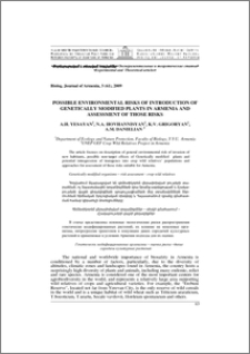 Possible environmental risks of introduction of genetically modified plants in Armenia and assessment of those risks